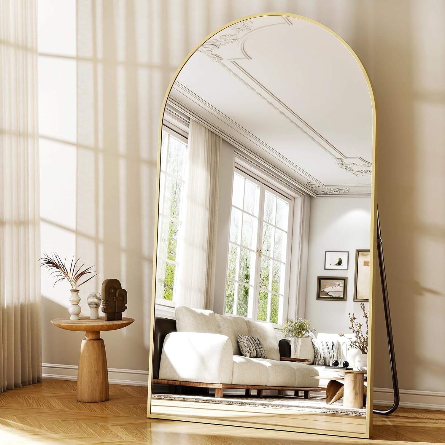 Arched Freestanding Full Length Mirror 46x76 GoldFinish