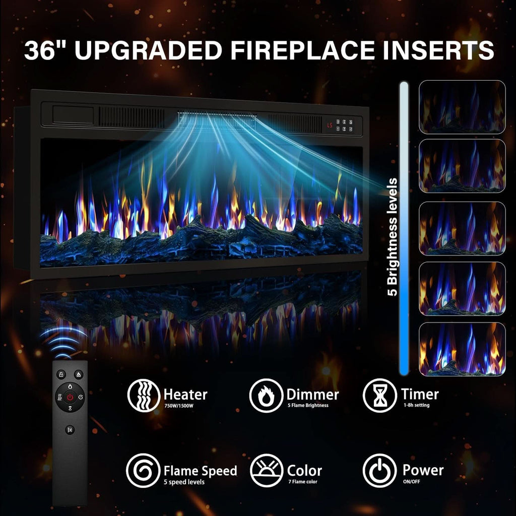 LED Electric Fireplace Entertainment Center 80 Inch