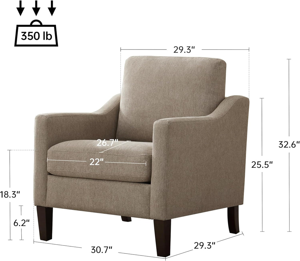 Brown Upholstered Armchairs With Polished Wooden Legs