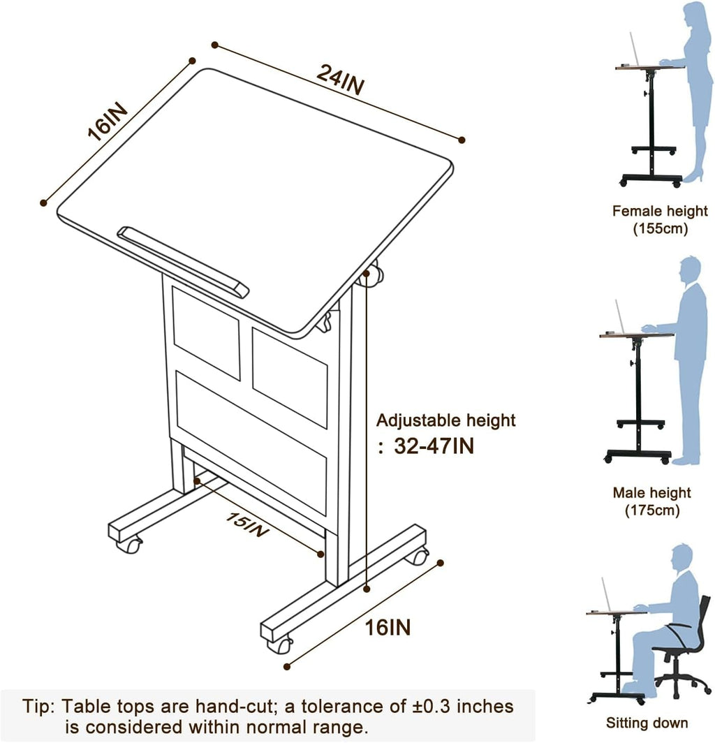 Height Adjustable Standing Desk 16x24 Inches Brown