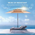 9ft Solar Patio Umbrella Weatherproof LED Lighting