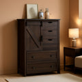 Espresso Dresser With FiveDrawers Sliding Barn Doors