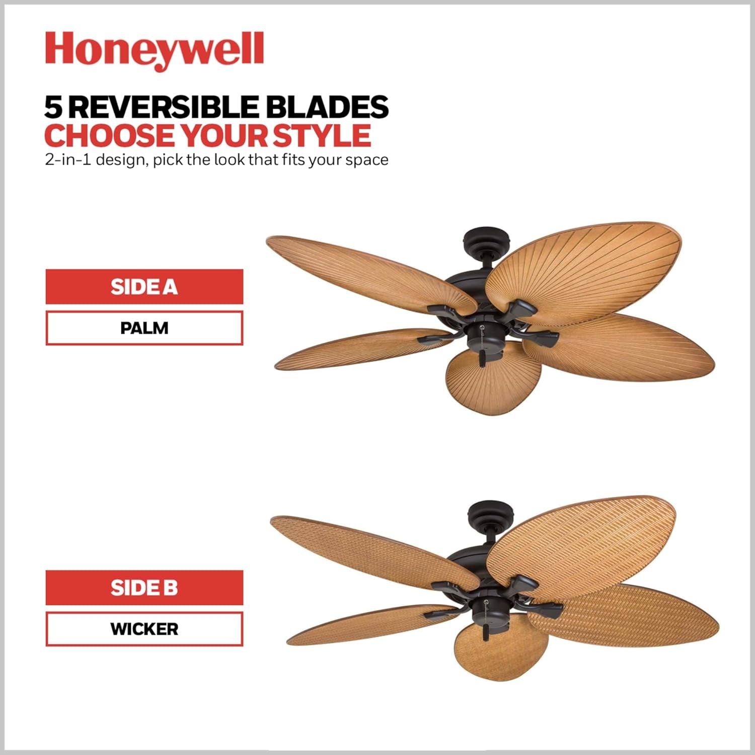 52Inch Palm Island Indoor Outdoor Ceiling Fan Bronze