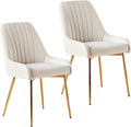White Velvet Upholstered Dining Chairs Metallic Legs
