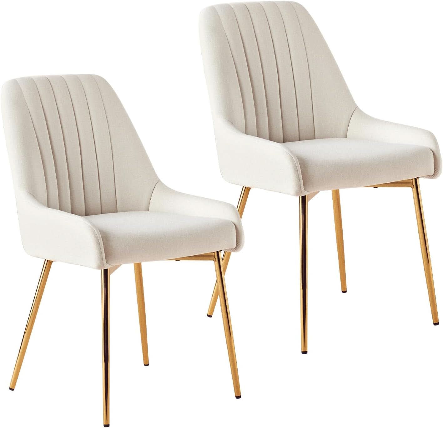 White Velvet Upholstered Dining Chairs Metallic Legs