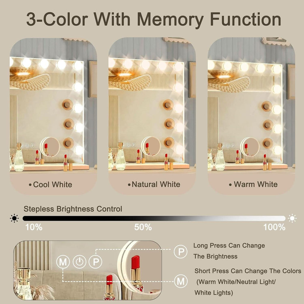 Hollywood Vanity Mirror With Lights 23x18 Aluminum USB Port