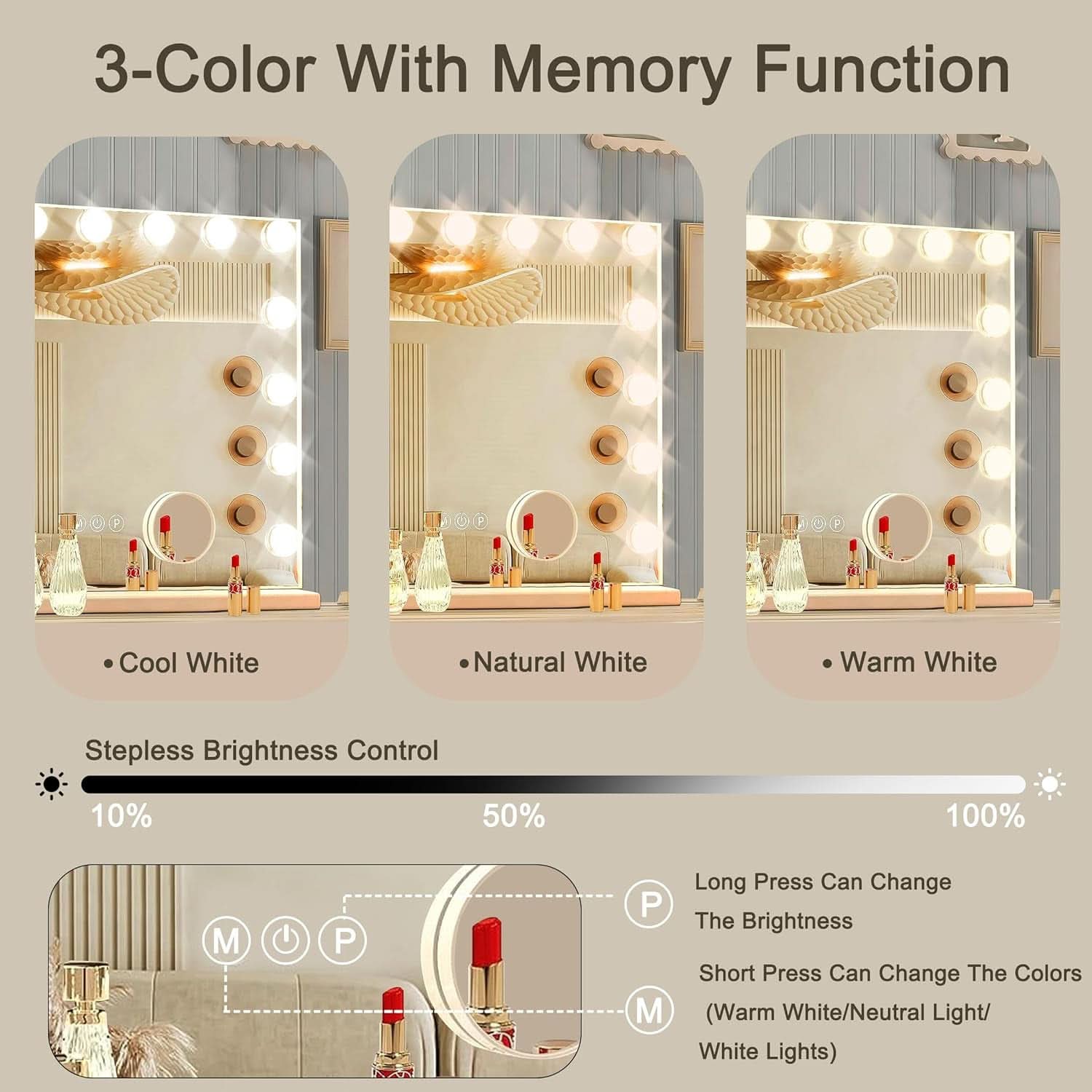 Hollywood Vanity Mirror With Lights 23x18 Aluminum USB Port