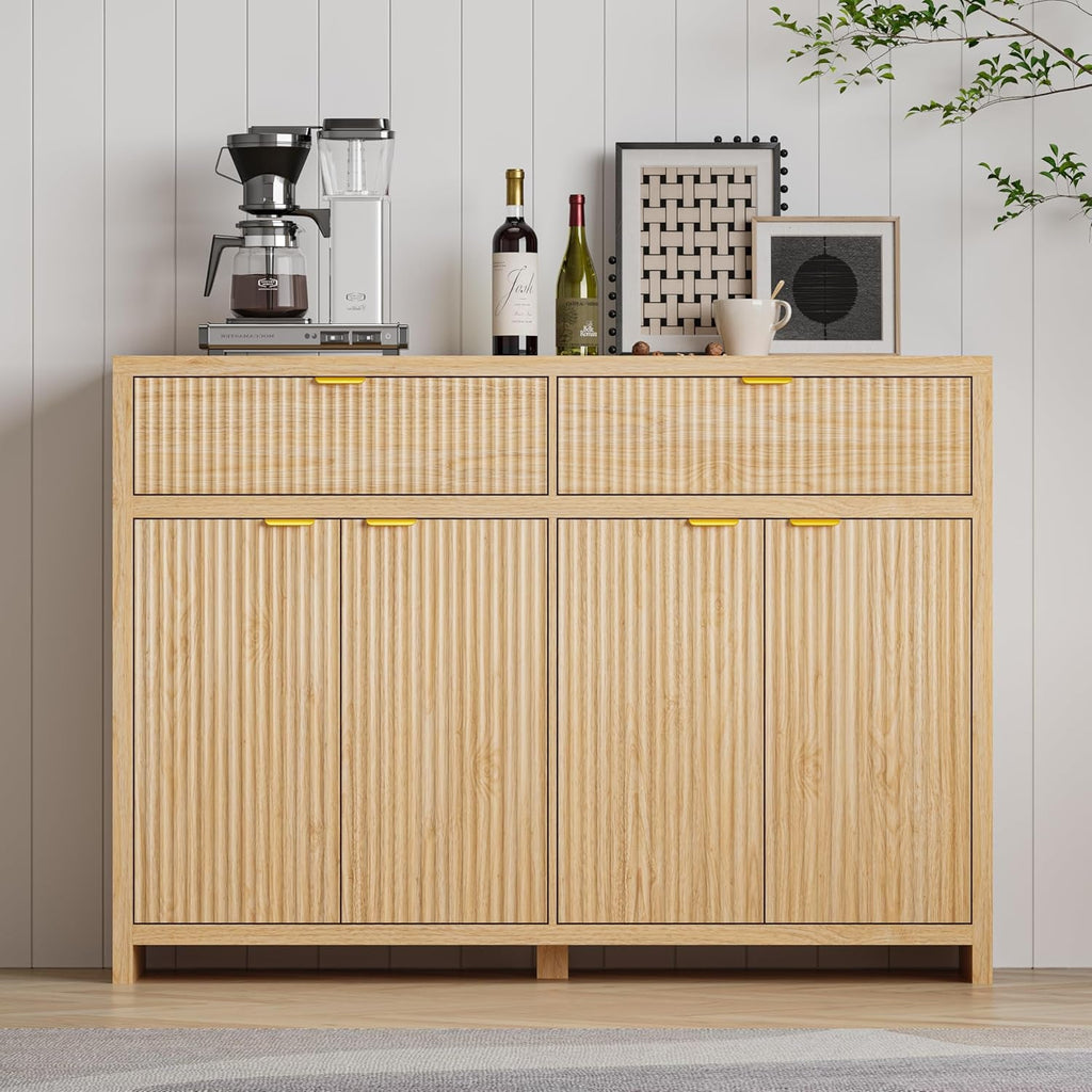 55Inch Wide Fluted Sideboard Buffet Cabinet Storage
