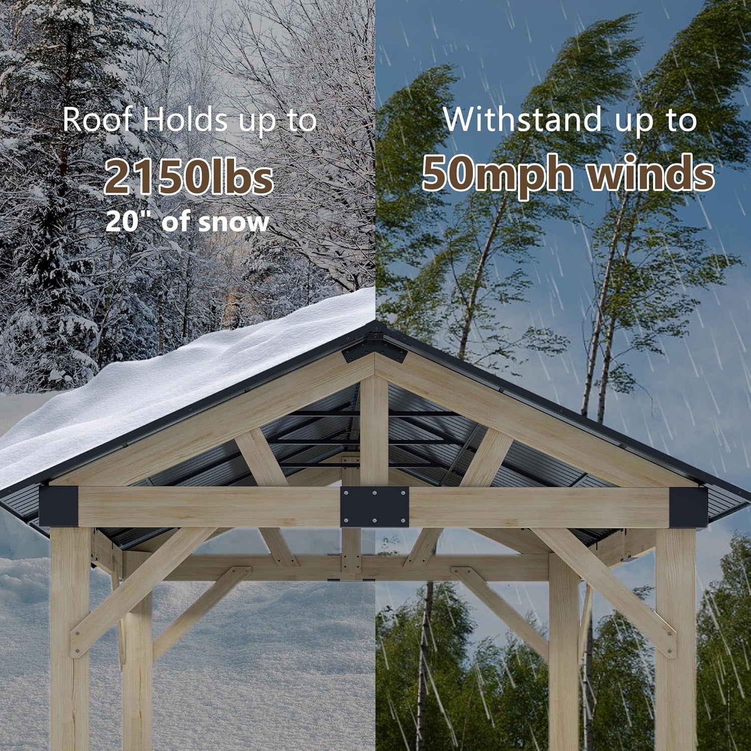 Premium Weatherproof Cedar Wood Gazebo 10x12 Hardtop