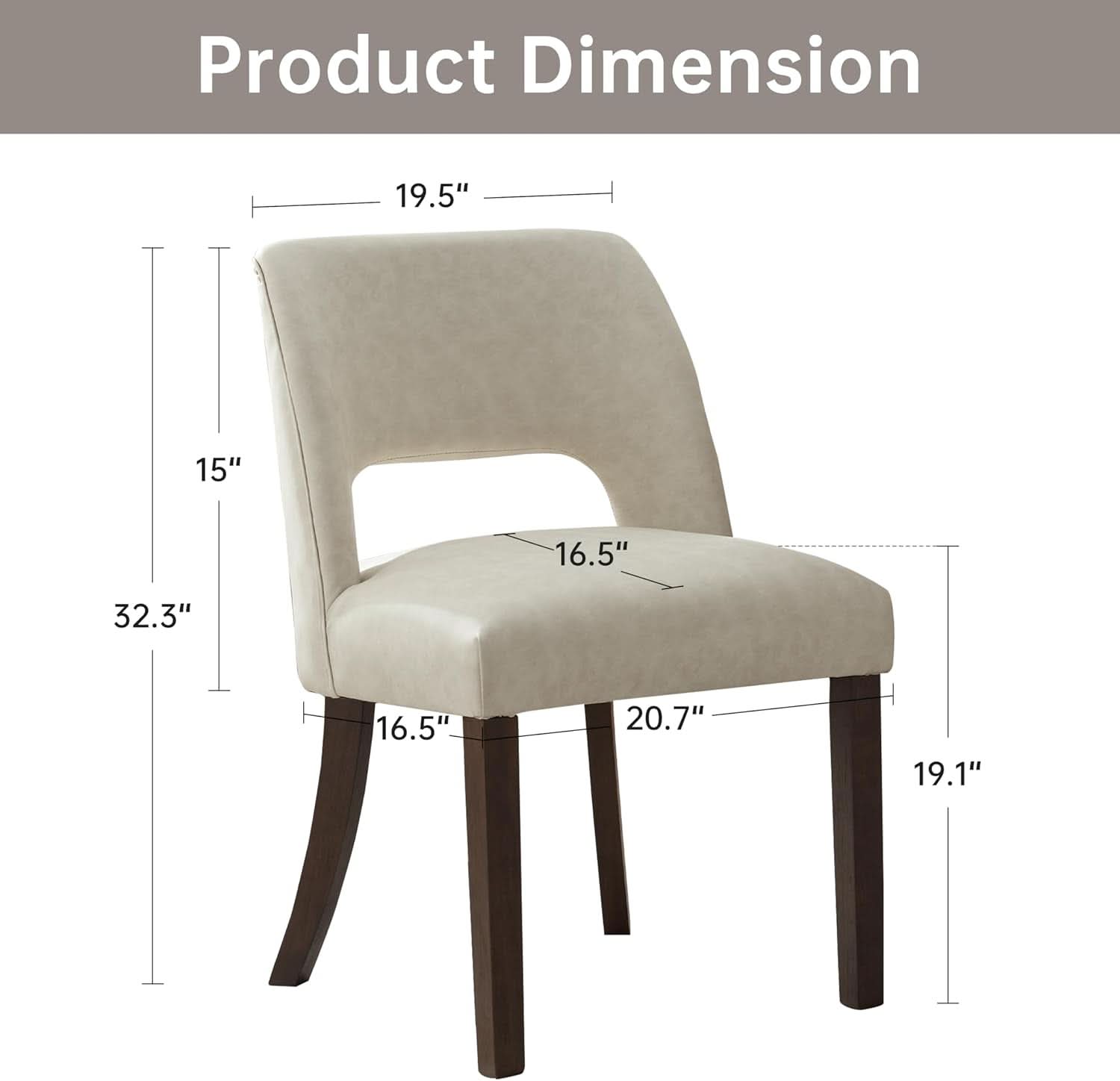 Beige Faux Leather Dining Chairs Ergonomic Design Set