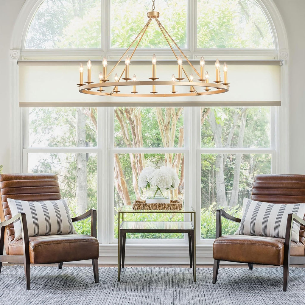 Golden 48 Inches Wagon Wheel Chandelier Industrial