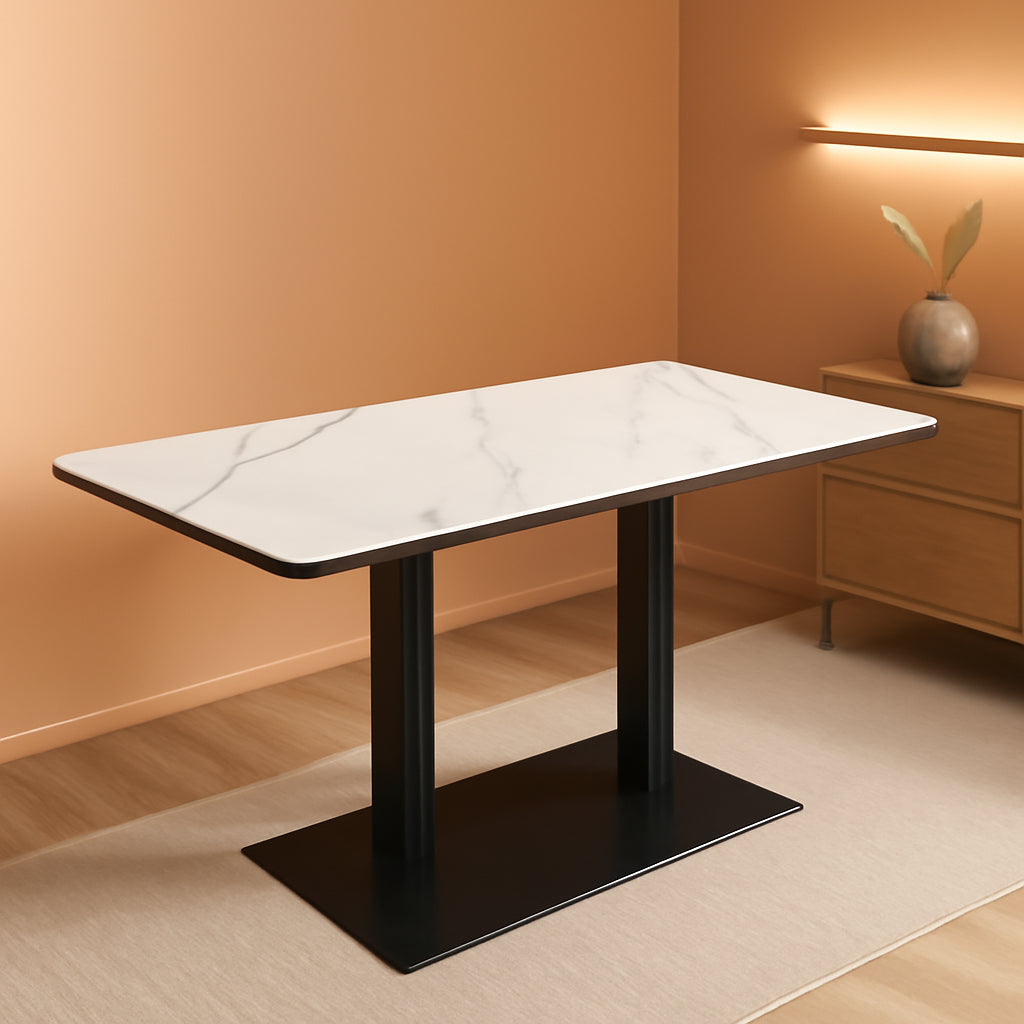 White Sintered Stone Rectangular Dining Table Base