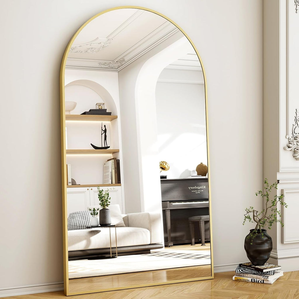 Arched Freestanding Full Length Mirror 46x76 GoldFinish
