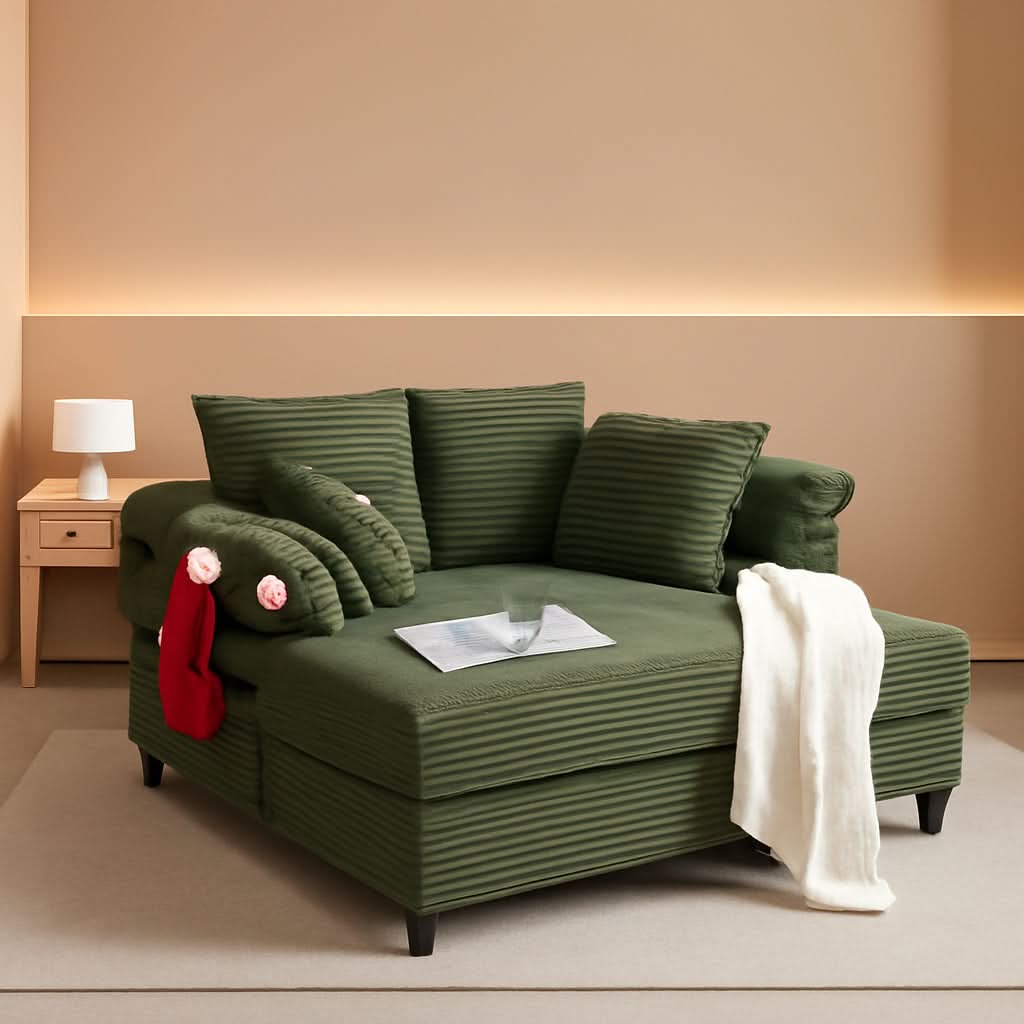 56-Inch Oversized Corduroy Lounge Chair With Armrests