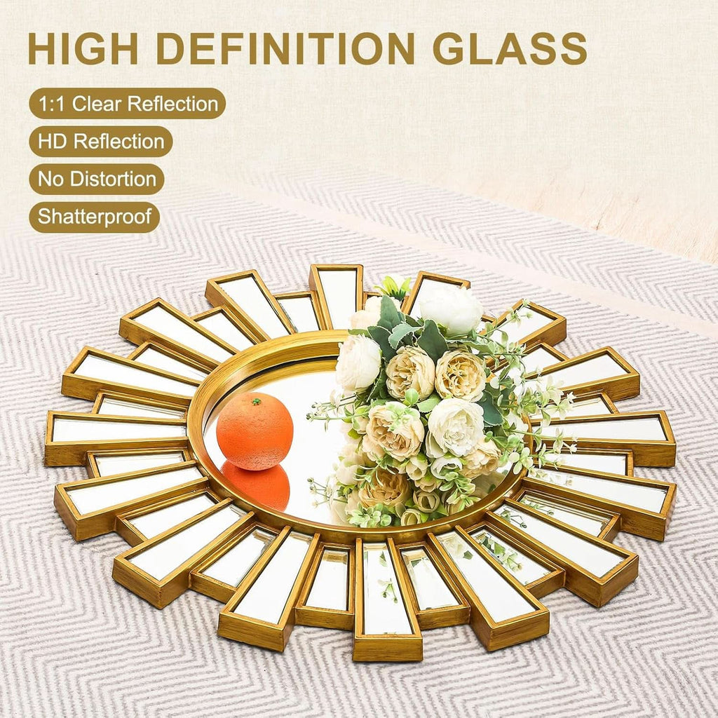 Sunburst Mirror Gold Twenty Four Inch Diameter Wall Decor