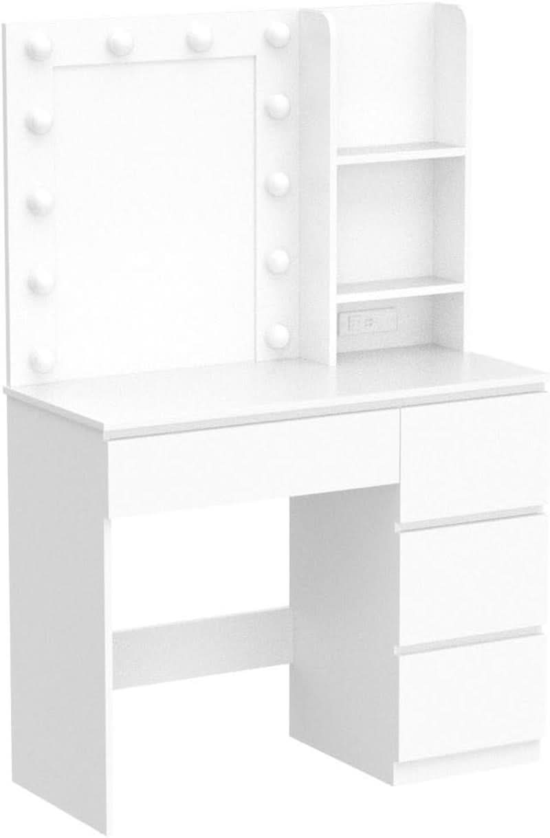 Makeup Vanity Desk 37 Inch Pearl White Performance Pro