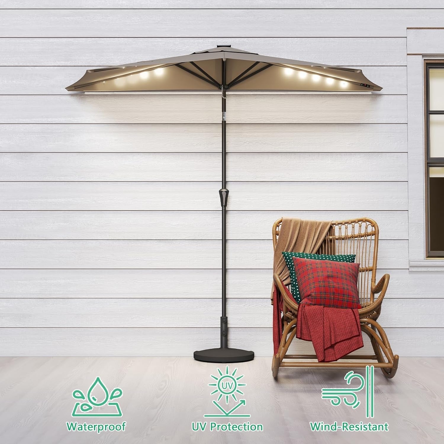 Ultra Premium 9ft Outdoor Tilting Umbrella With LED