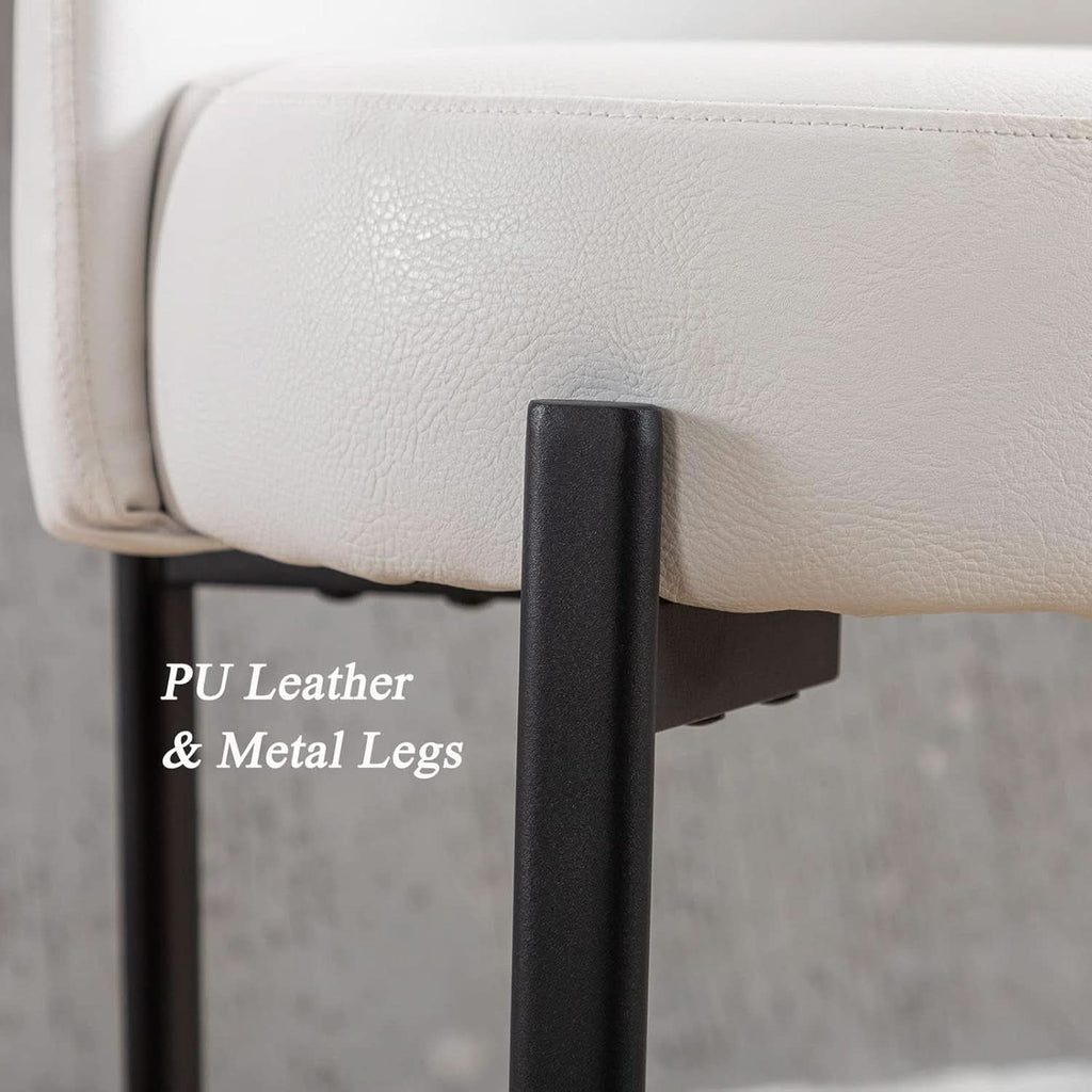 26 Inch Round Faux Leather Bar Stools Set Of 2 White