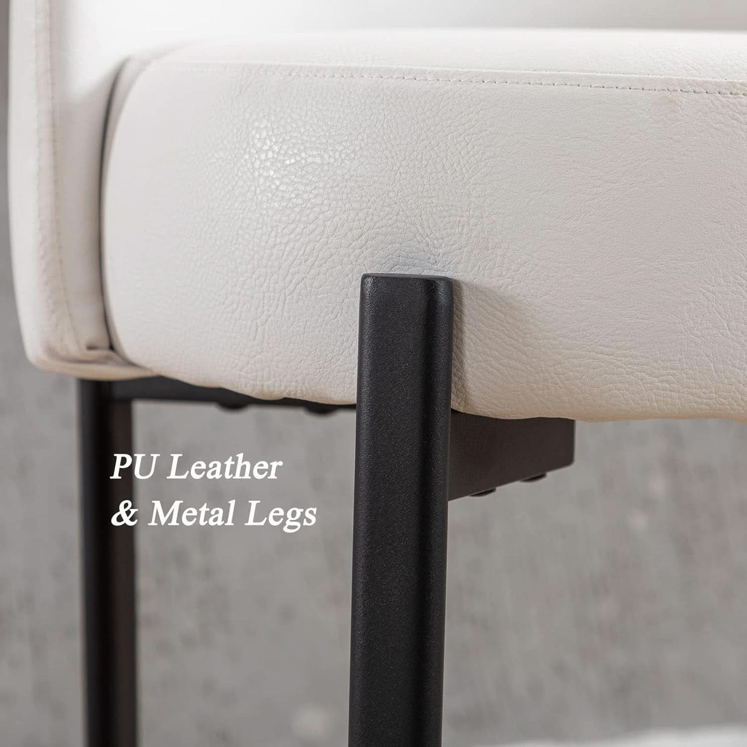 26 Inch Round Faux Leather Bar Stools Set Of 2 White