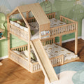 Natural Solid Wood Extra Large Over Queen Bunk Bed Slide