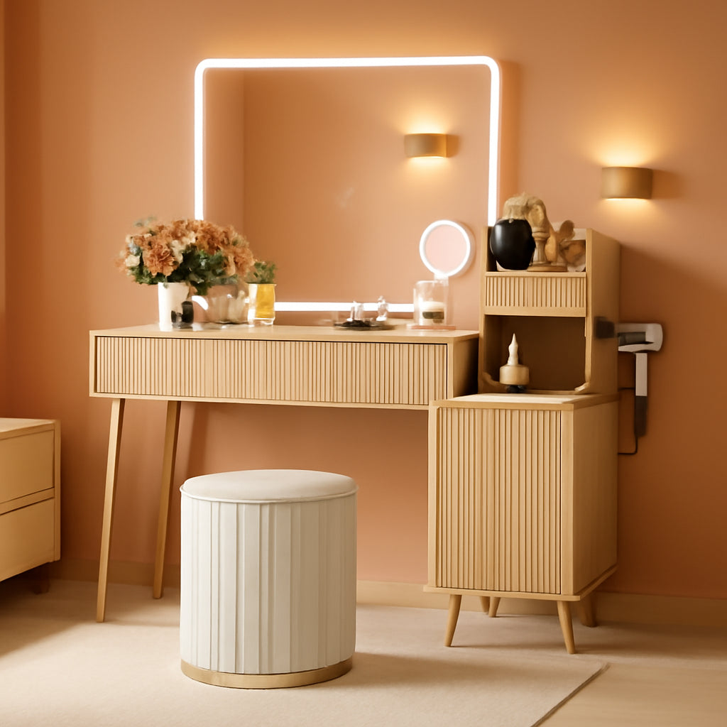 Forty Seven Inch Vanity Desk With 5X Magnifying Mirror