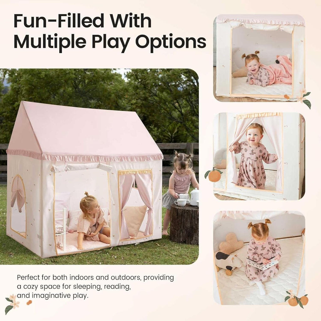 Pink Kids Play Tent With Mat For Toddlers Indoor Playhouse