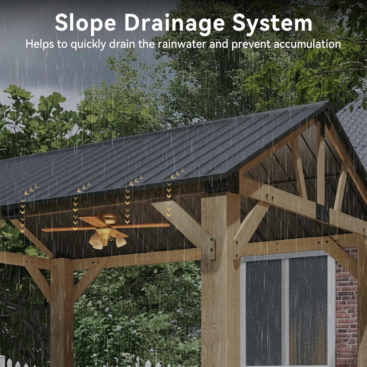 10x12 Outdoor Wooden Gazebo With Weatherproof Roof