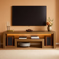 63 Inch Farmhouse Rustic Walnut TV Entertainment Unit