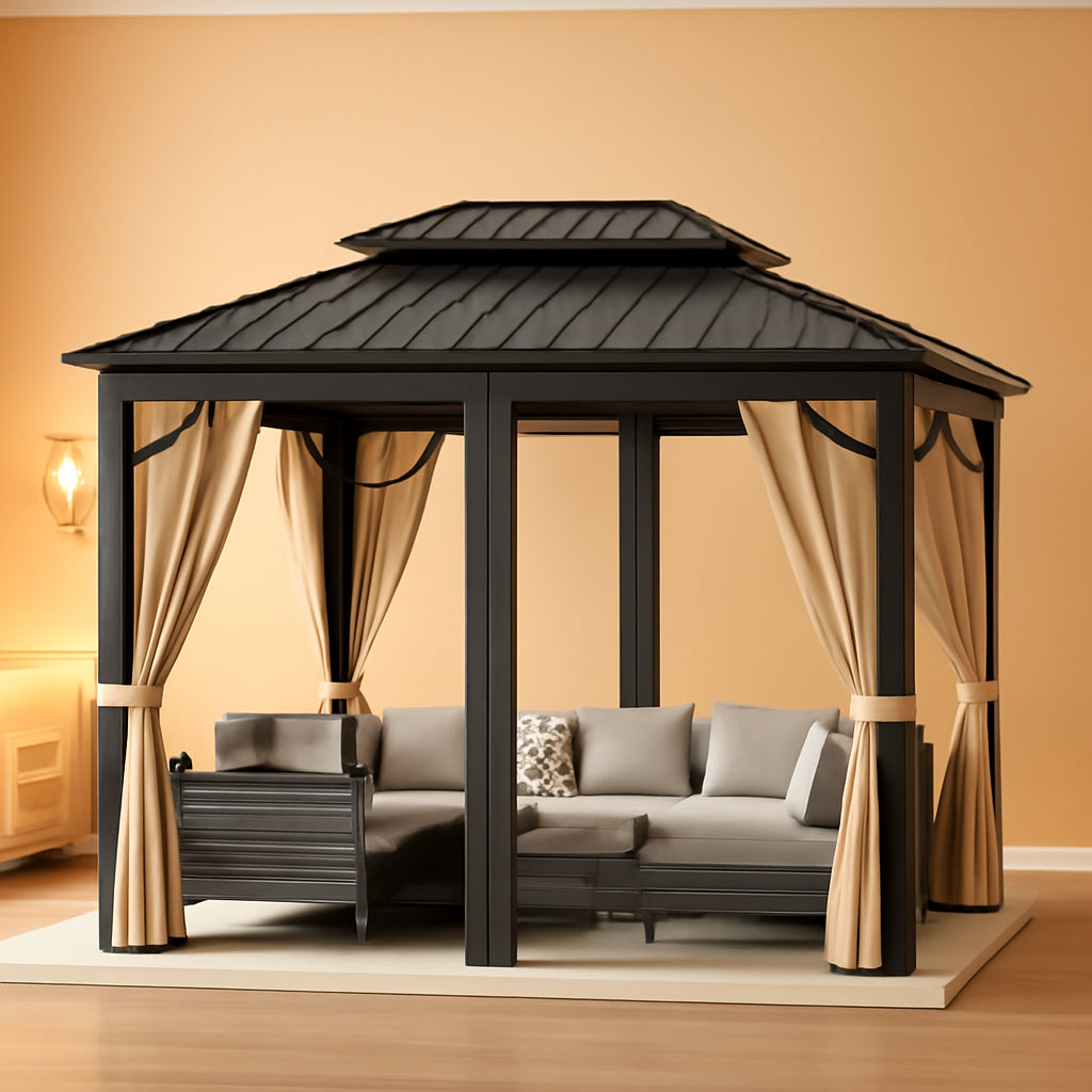 10x14 Ft Weatherproof Hardtop Aluminum Gazebo Roof