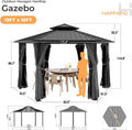 13x15 Ft Gray Hardtop Aluminum Gazebo OutdoorPatio