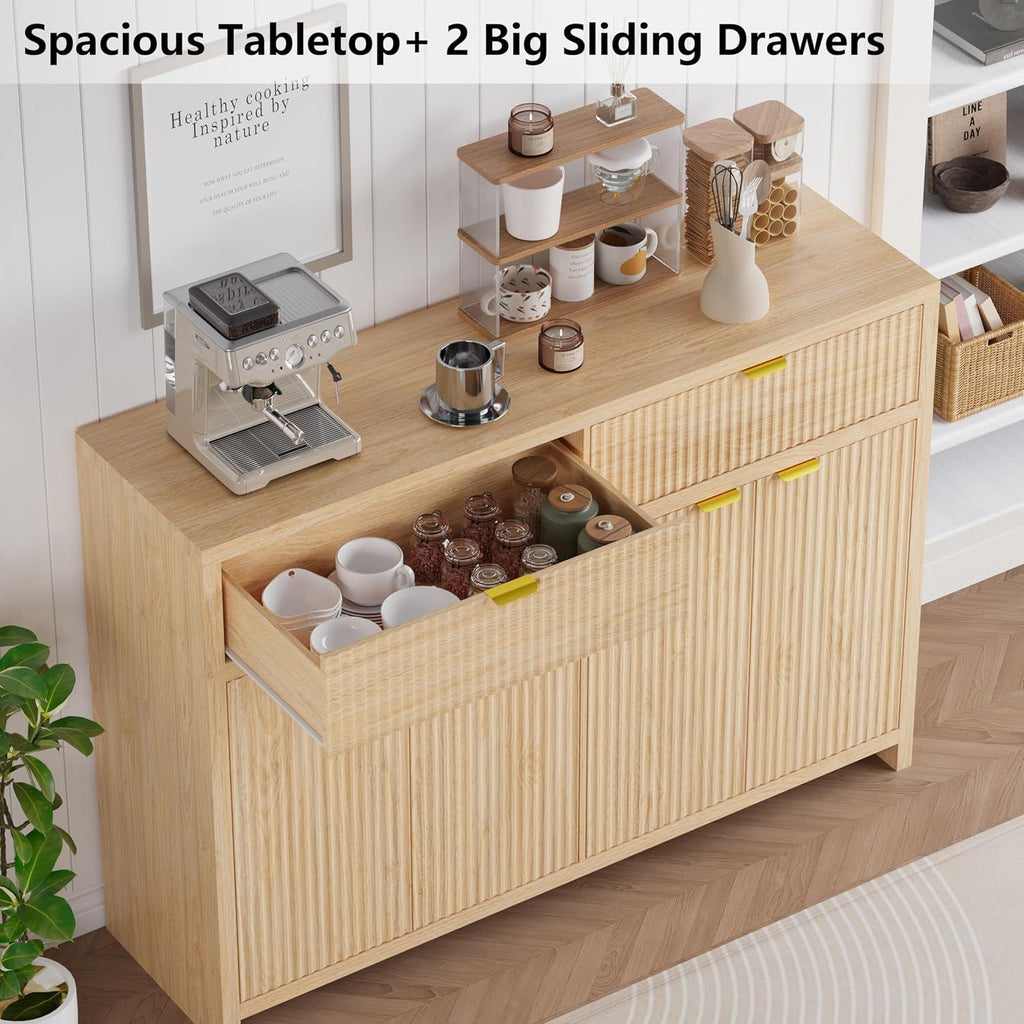55Inch Wide Fluted Sideboard Buffet Cabinet Storage
