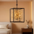 Metallic Blackened Gold Crystal Chandelier Four Light