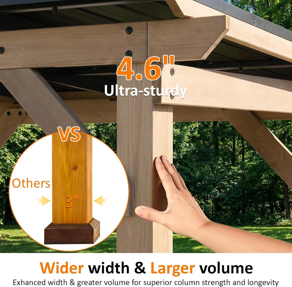 10x12 Cedar Gazebo Gray Weatherproof Sloped Roofing