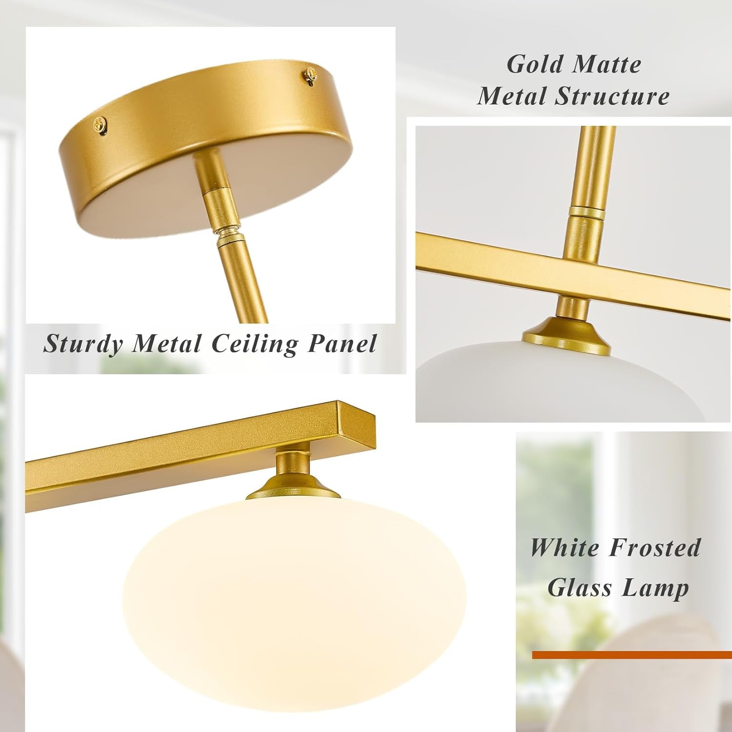 Golden Linear Midcentury Chandelier Quintuple Globes