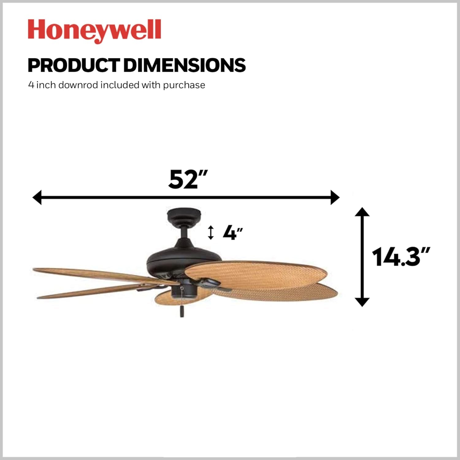 52Inch Palm Island Indoor Outdoor Ceiling Fan Bronze