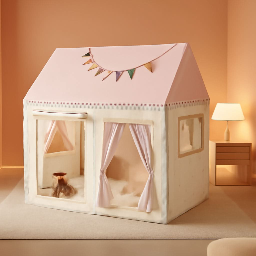 Pink Kids Play Tent With Mat For Toddlers Indoor Playhouse