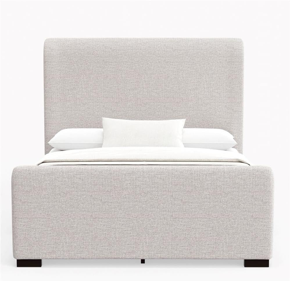 California King Platform Bed Stone Beige Upholstered