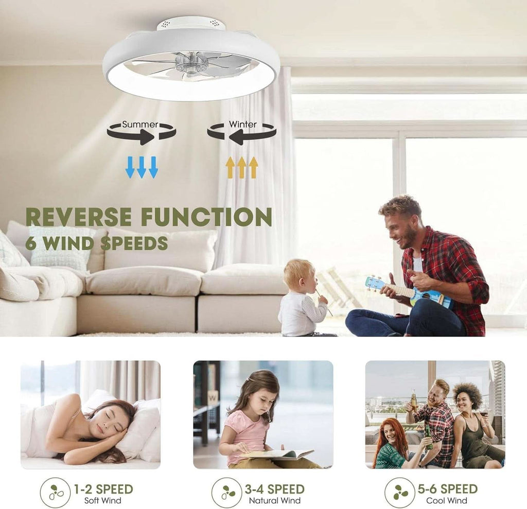 20 Inch Flush Mount Ceiling Fan With Smart Control
