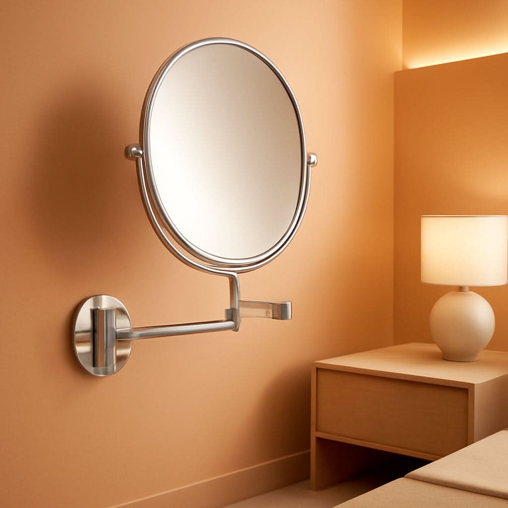 Wall Mounted Mirror 1X 5X Magnification Polished Chrome