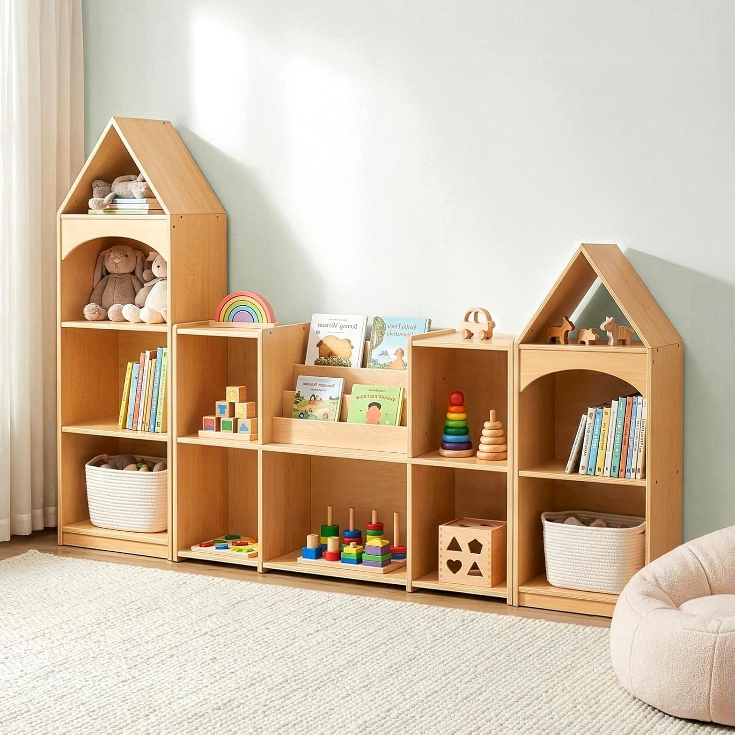 Montessori 3 Tier Wooden Educational Kids Bookcase