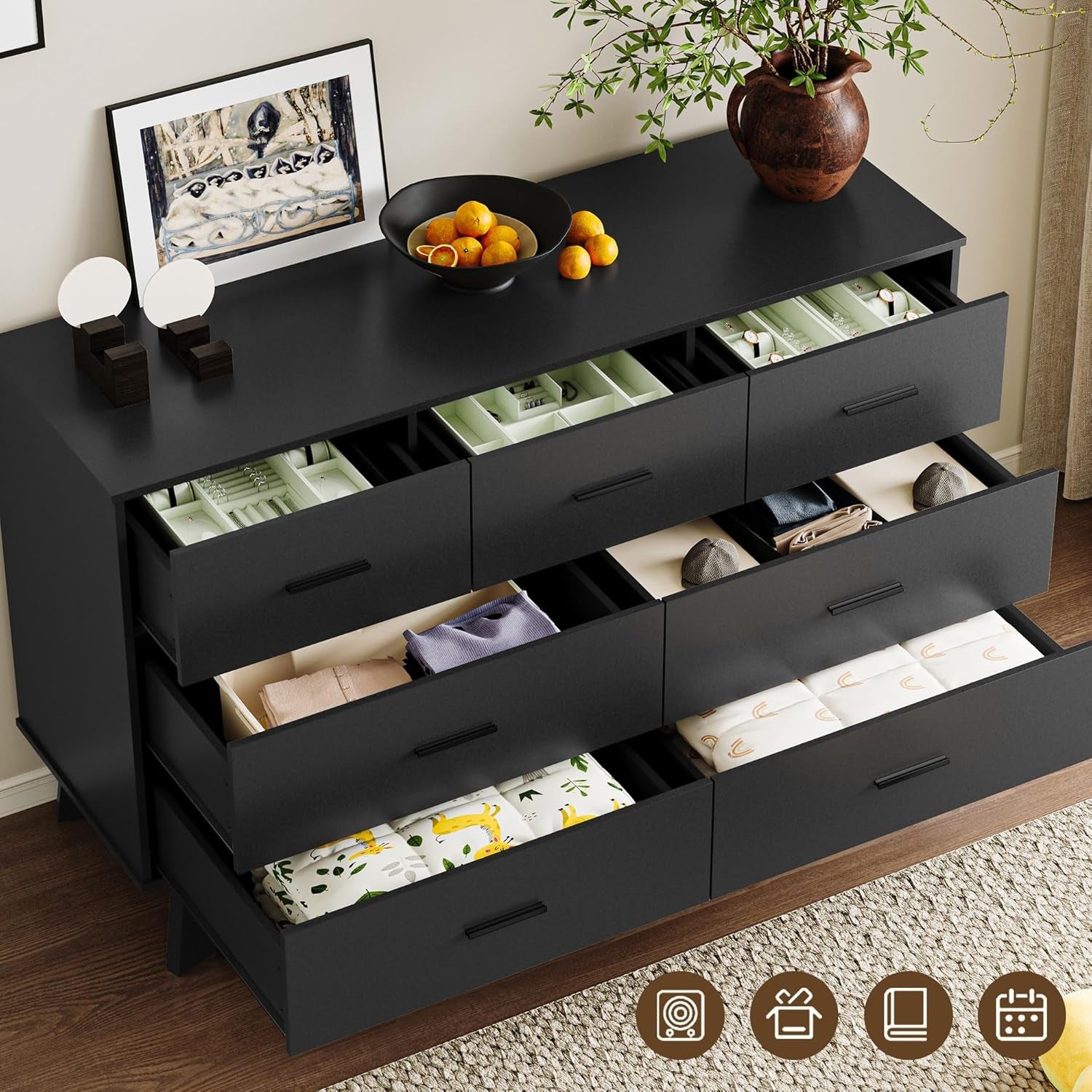 Forty Seven Inch Super Wide Dresser With Metal Handles