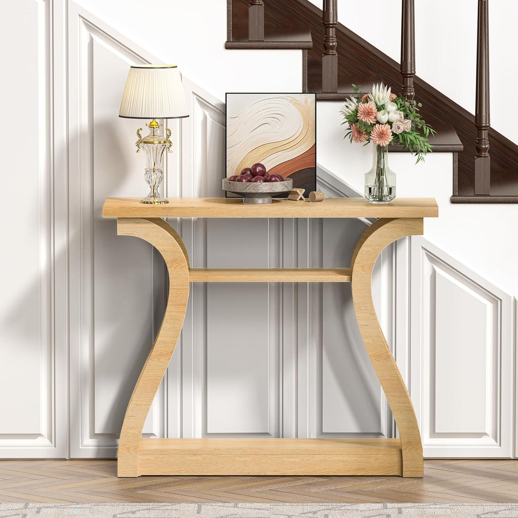 Solid Wood Console Table Forty Seven Inch Wide Three Tier