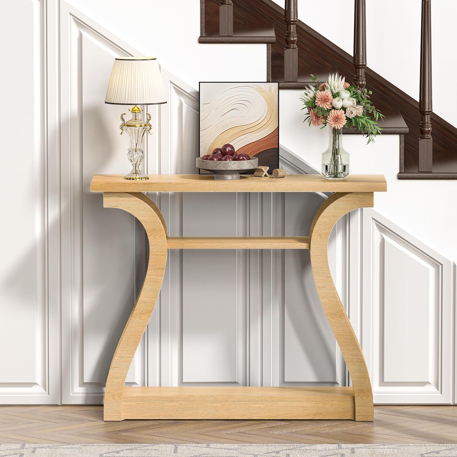 Solid Wood Console Table Forty Seven Inch Wide Three Tier