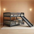 Gray Bunk Bed With Slide And Ladder For Kids Bedroom