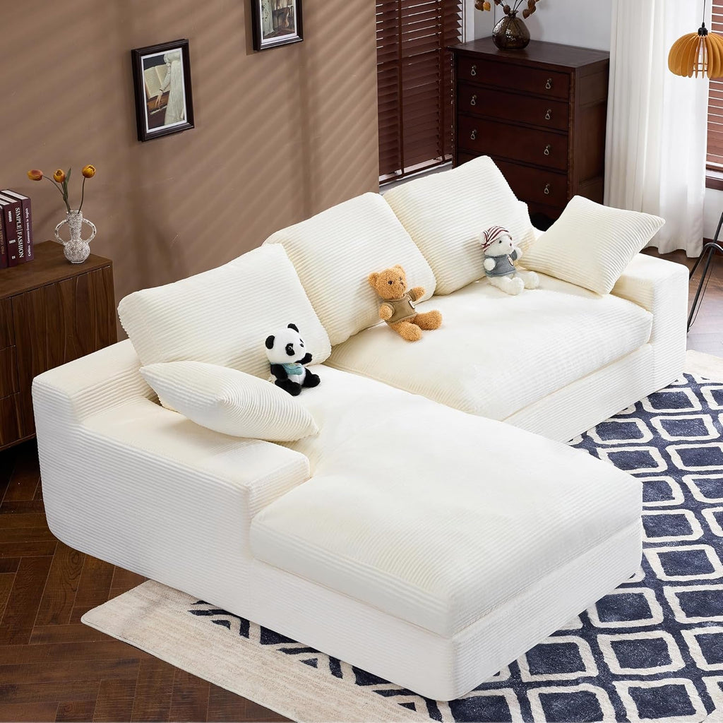 98.4Inch Cloud Modular Sectional Sofa Beige Chaise