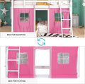 Full Size Furniture Wooden Bunk Bed Pink Playhouse Structure