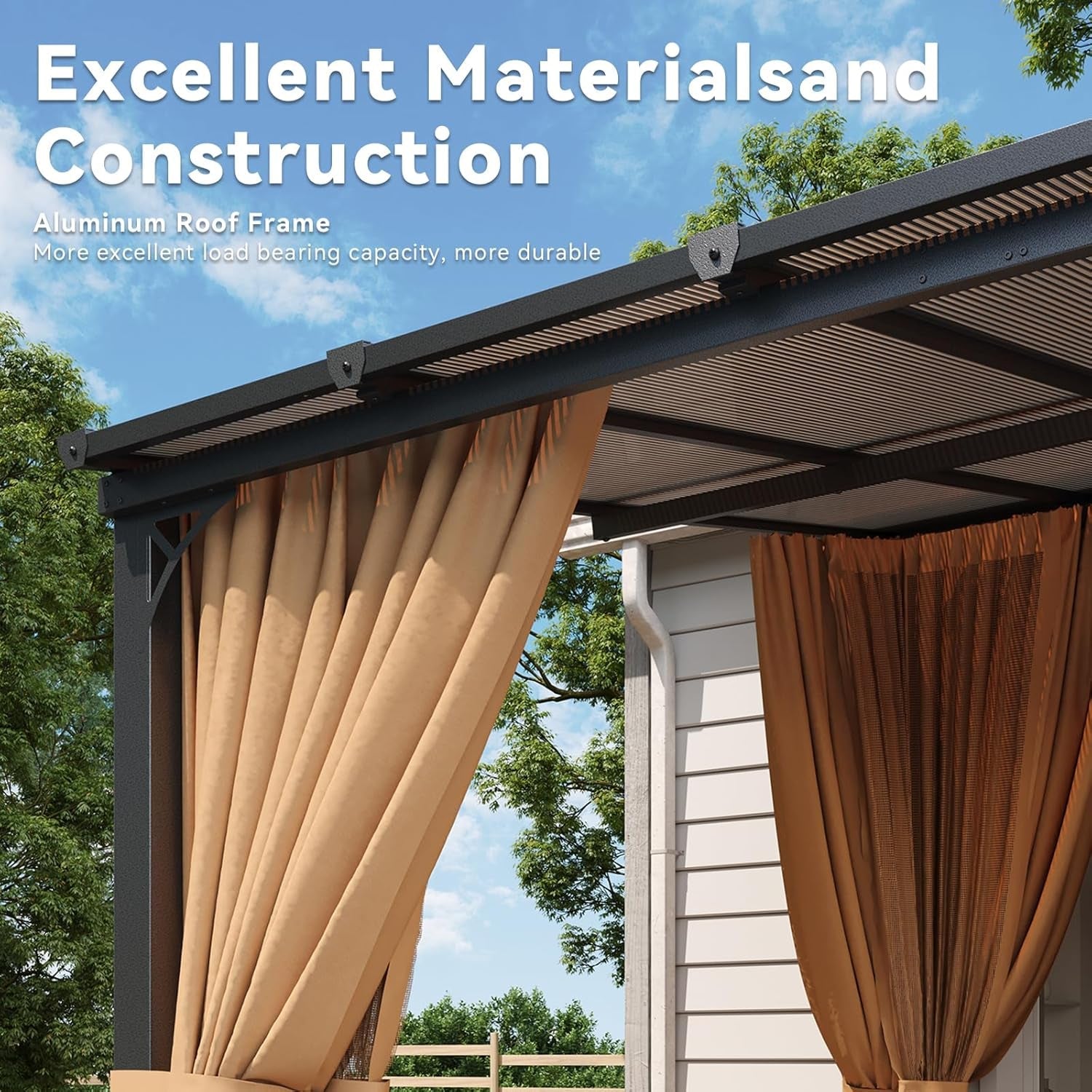 10x12 Chestnut Gazebo Mosquito Netting Outdoor Backyard
