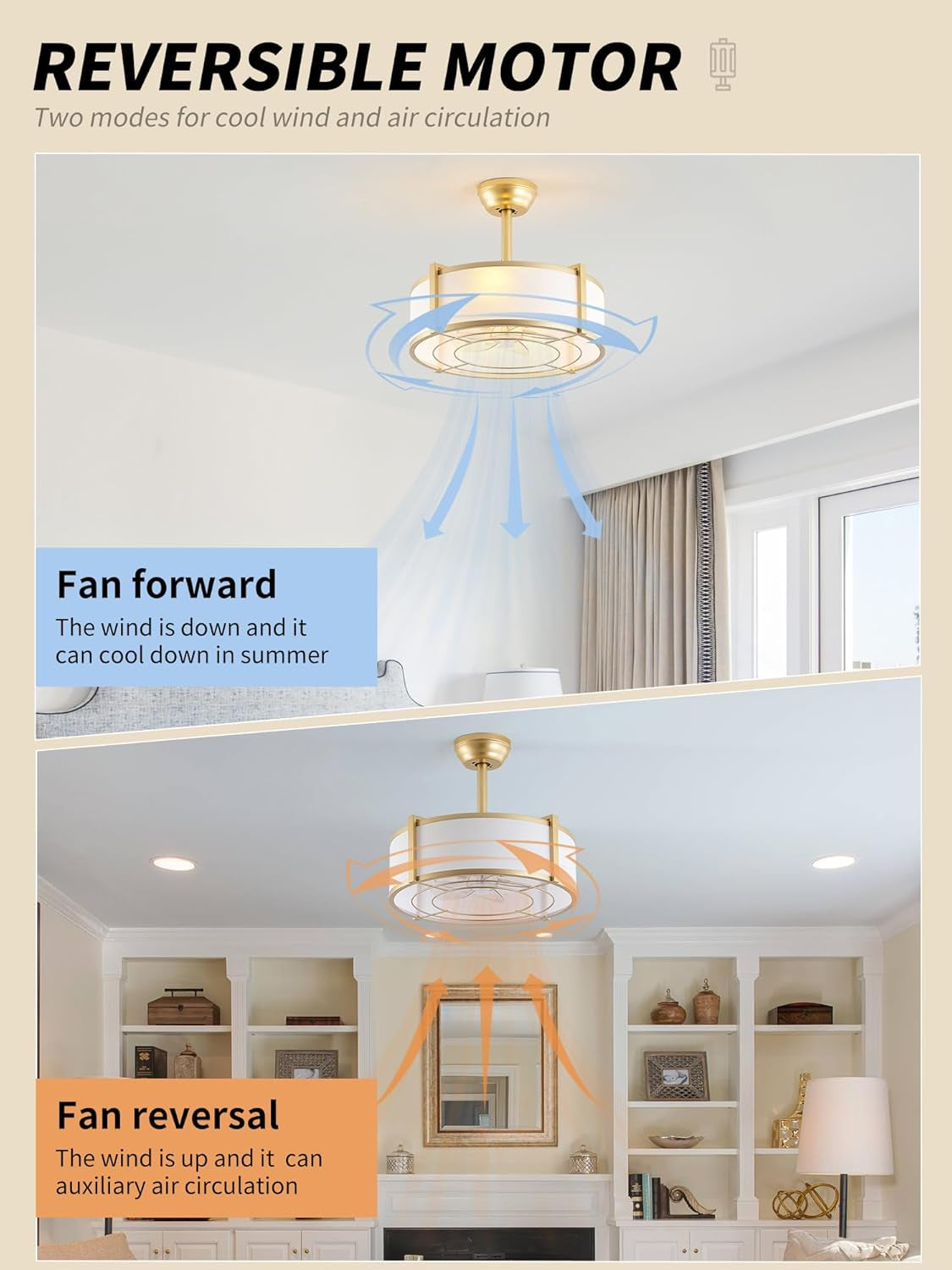 Gold Twenty Inch Boho Iridescent Crystal Ceiling Fan