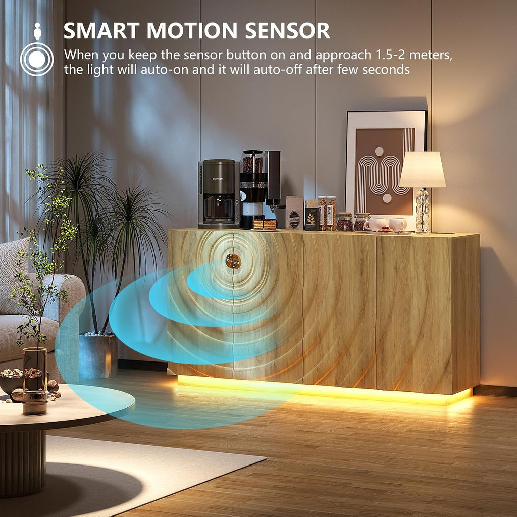 Sixty Three Inch Sideboard Cabinet RGB Lights Storage