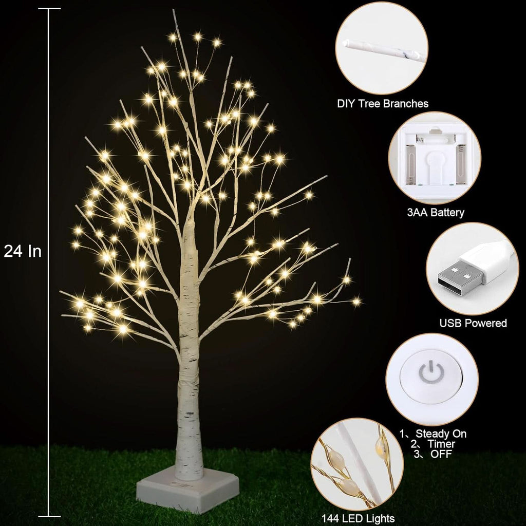 Warm White Birchwood LED 144 Lumine scence Table top